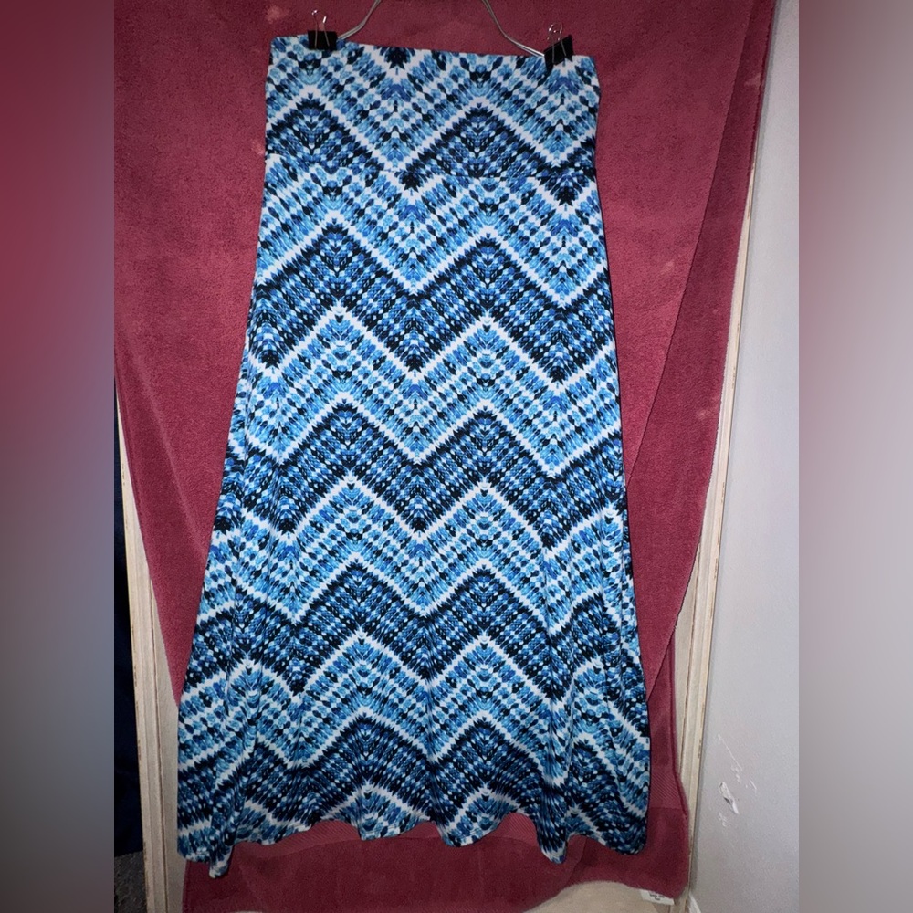 Soho Apparel Blue and Black A-Line Skirt